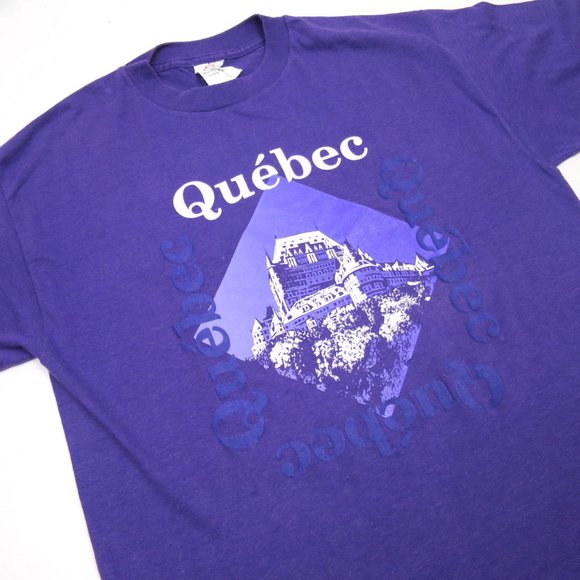 Vintage Quebec Souvenir Single Stitch Graphic Tee L - Picture 1 of 8